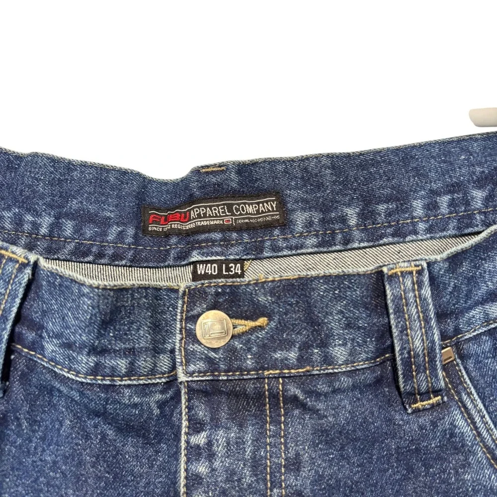 FUBU Carpenter Jeans Mens Blue Cotton Vintage 90s Y2K Baggy Hip Hop W40 L34